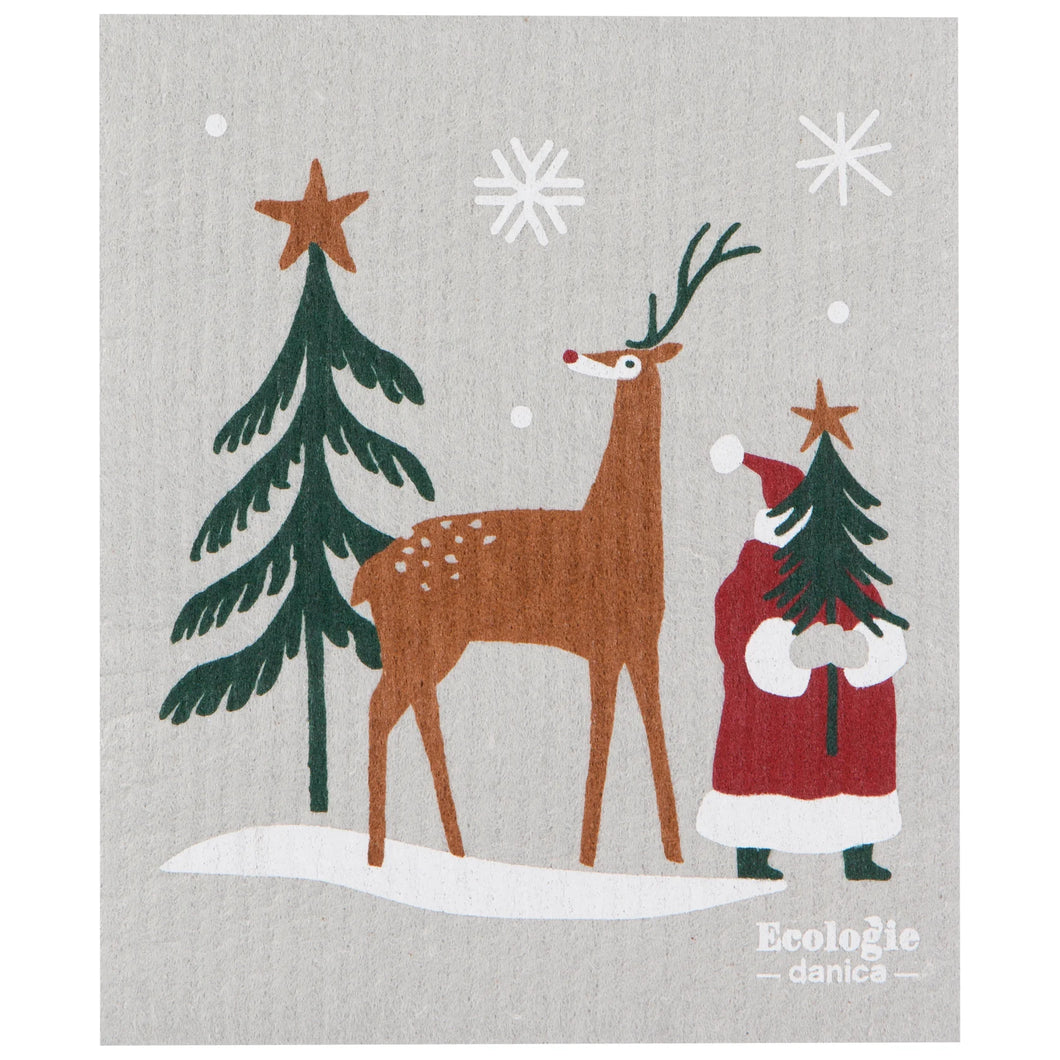 Swedish Dish Cloth Santa's Reindeer
