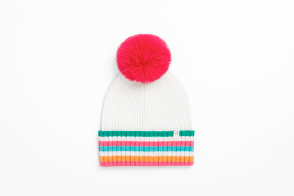 Hat Pom Pom Color Burst White