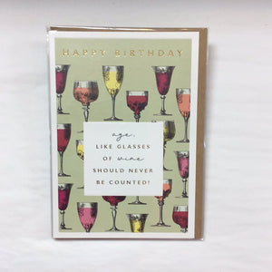Card Happy Birthday Wine Glasses