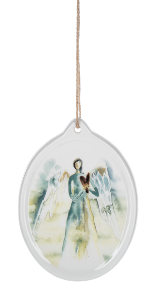 Ornament Oval Angel With Heart