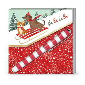 Matchbook Notepad With Pen Sledding Dogs