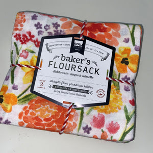 Tea Towel Bakers Floursack Cottage Floral   - Set of 3