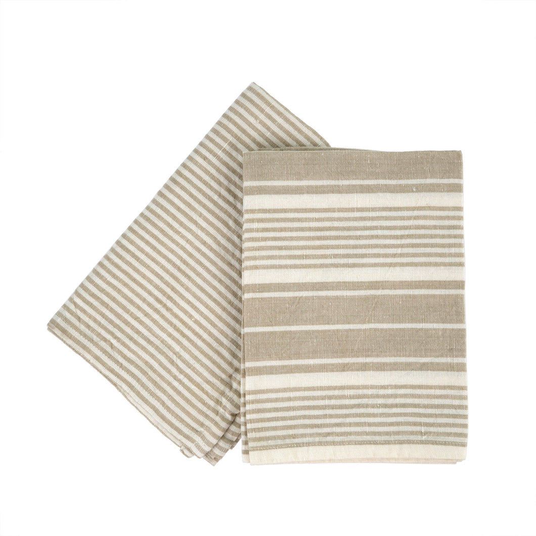French Linen Tea Towels Set of 2 Taupe