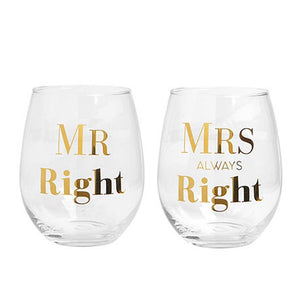 Wine Glasses - Mr Right Mrs Always Right