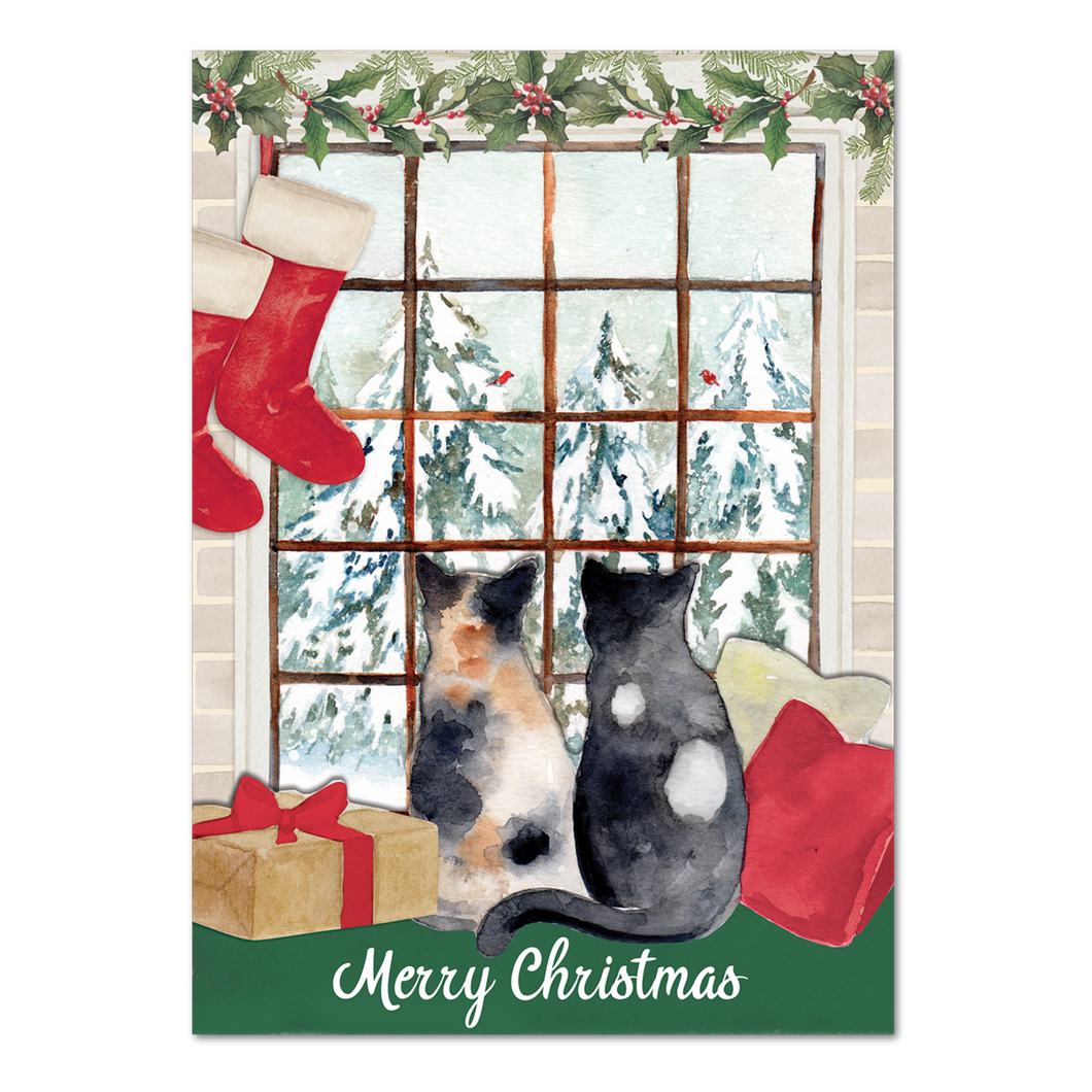 Boxed Cards Christmas Two Cats