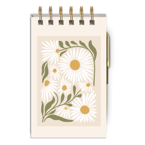 Notepad Spiral With Pen Daisy