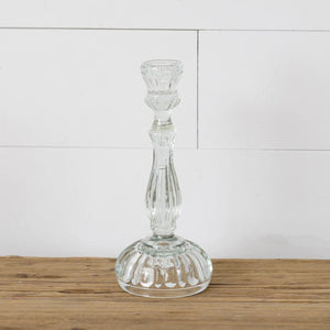 Candle Holder Vintage  Clear Glass Large