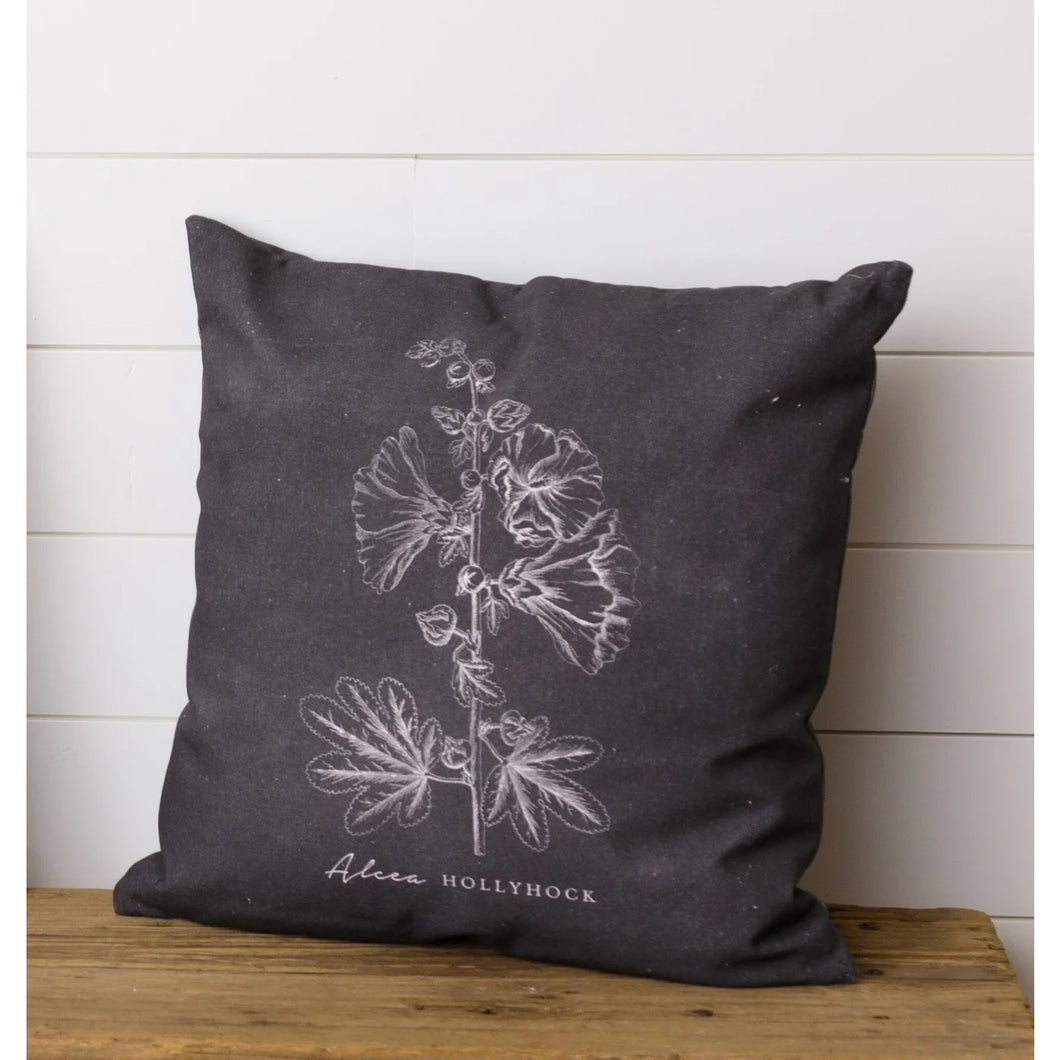 Pillow Botanical Hollyhocks