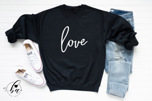 Love Cozy Crew Neck Sweater - Black Sweater with White Font