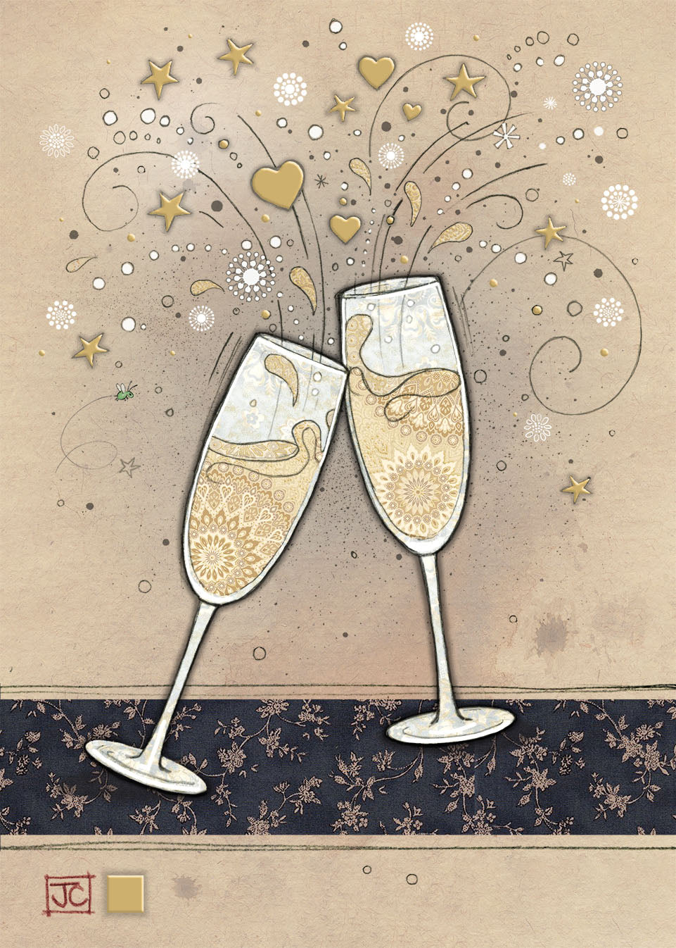 Card Blank Card Champagne Glasses