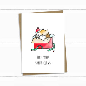 Santa Claws Cat Christmas Card