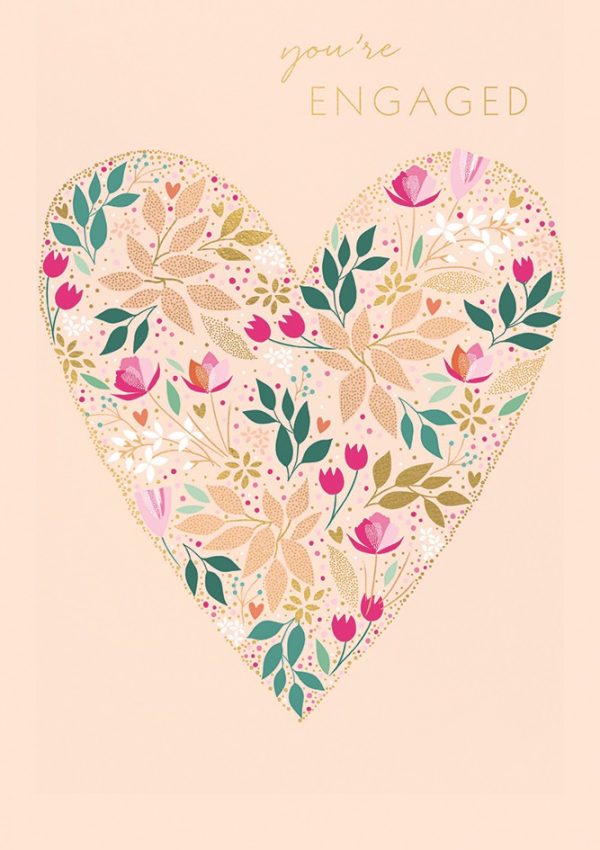 Card Engagement You're Engaged Flower Heart