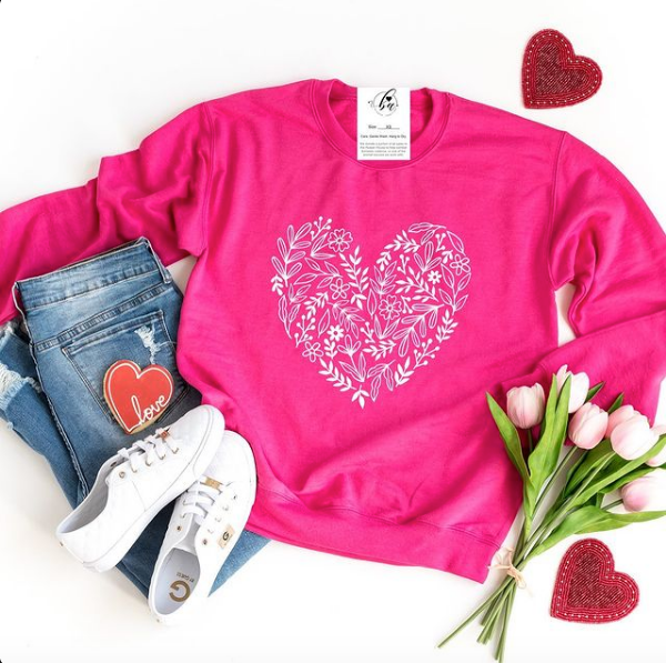 Sweater Blooming Heart Classic Crew