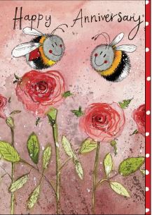Card Anniversary Bees and Roses
