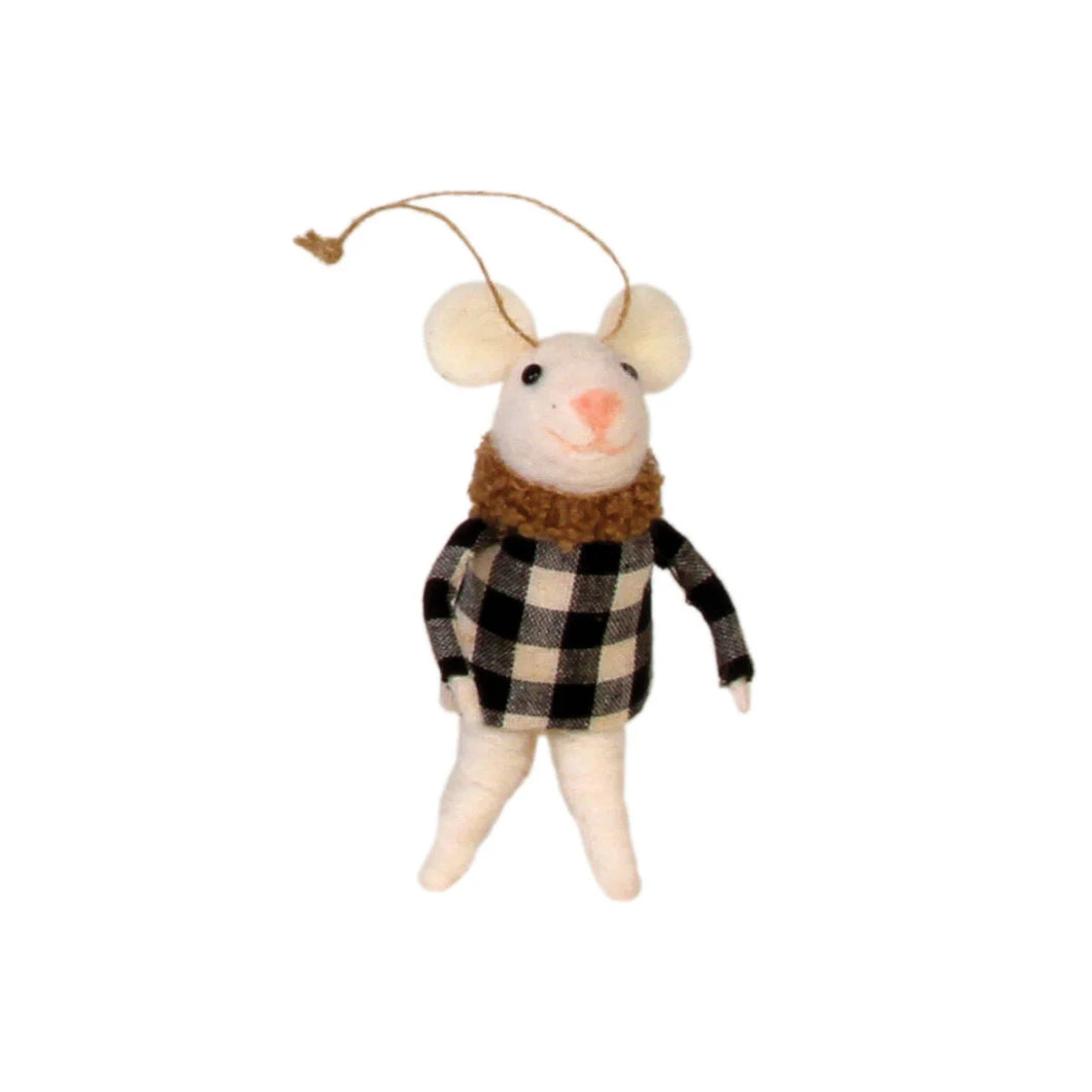 Ornament Felt Mouse w/Black & White Jacket