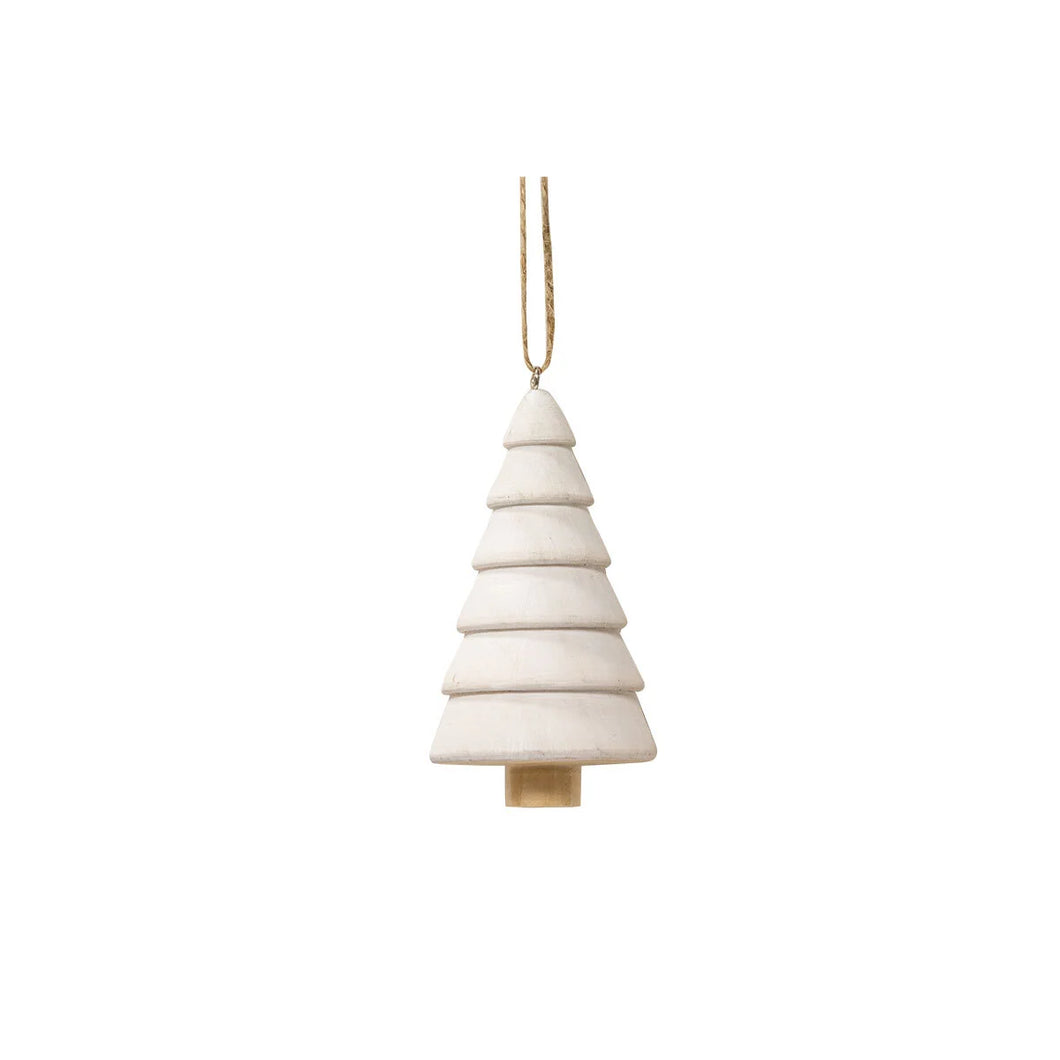 Ornament Wood Tree Six Segments - White