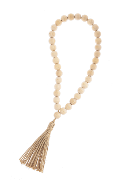 Natural Wood Beaded Loop with Tassel