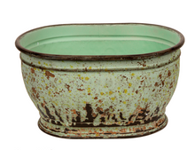 Load image into Gallery viewer, Planter Green Oval Distressed

