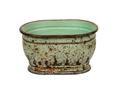 Load image into Gallery viewer, Planter Green Oval Distressed
