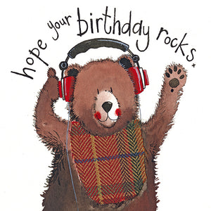 Card Birthday Bear Headphones