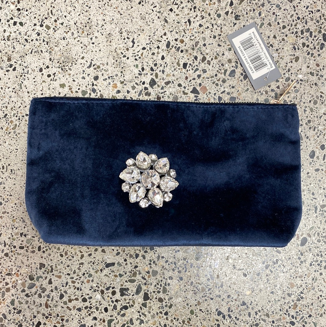 Velvet Blue Broach Make Up Bag