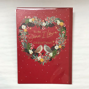 Card Christmas To The One I Love Heart Wreath