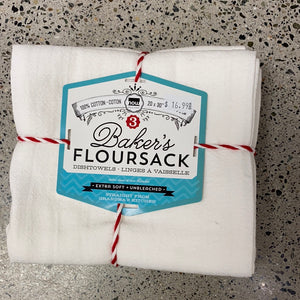 Tea Towel Baker's  Floursack Unbleached Set of 3