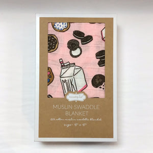 Swaddle Blanket Muslin -  Milk and Cookies Pink