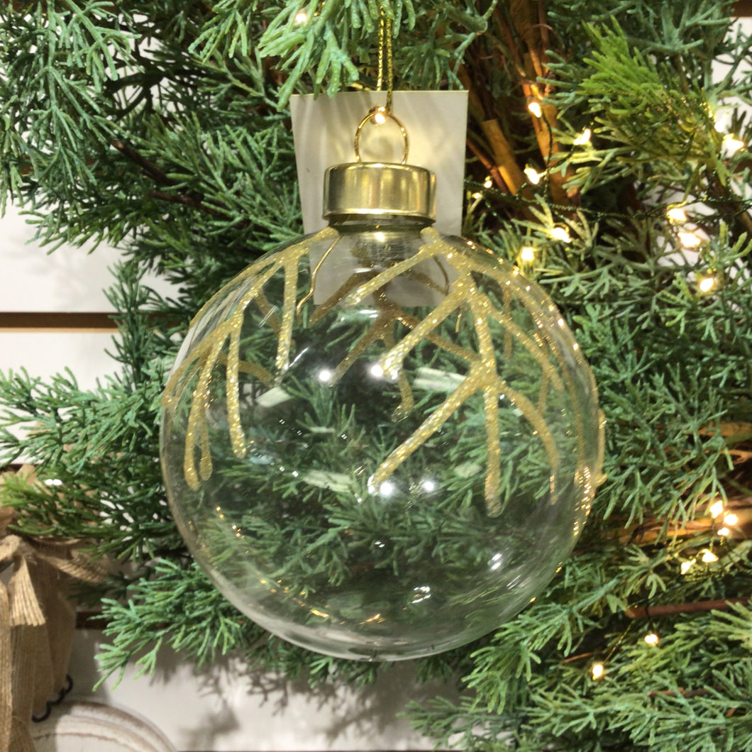 Gold Branches on Clear Ball- Christmas Decor