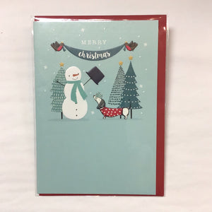 Snowman with Dog Christmas Card
