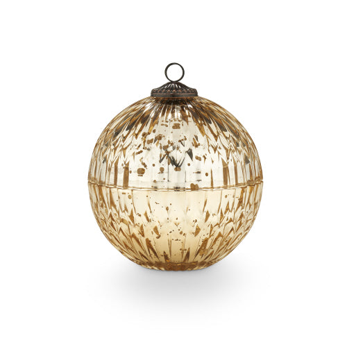 Winter White Glass Ornament Ball Candle